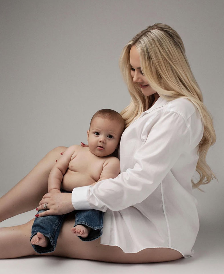 woman holding her baby