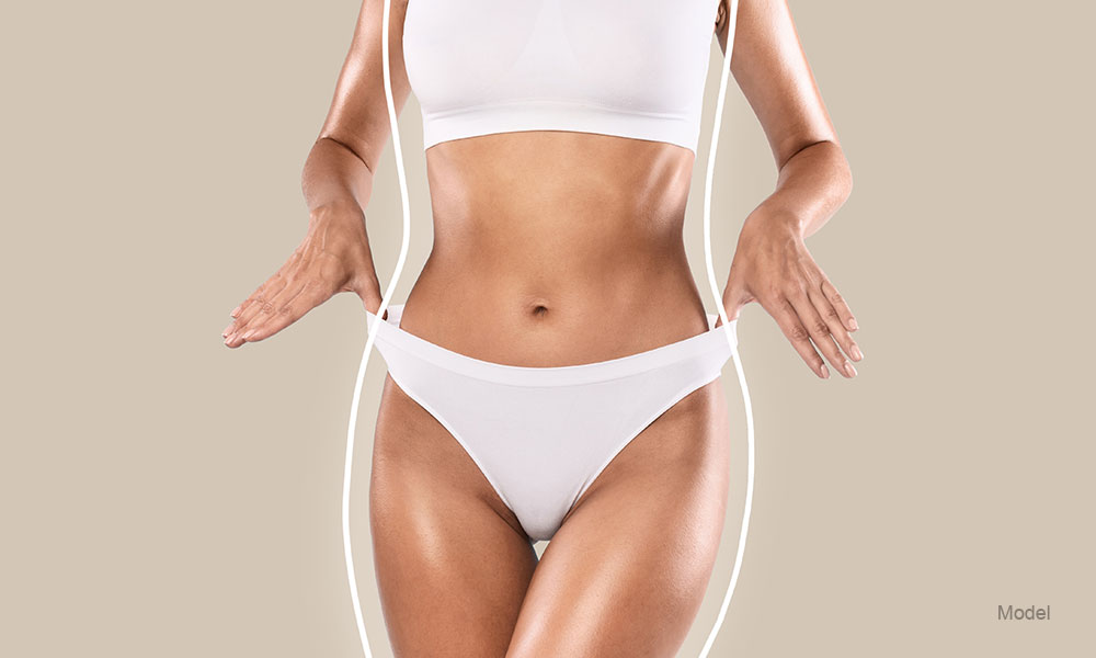 Curvy woman in white underwear